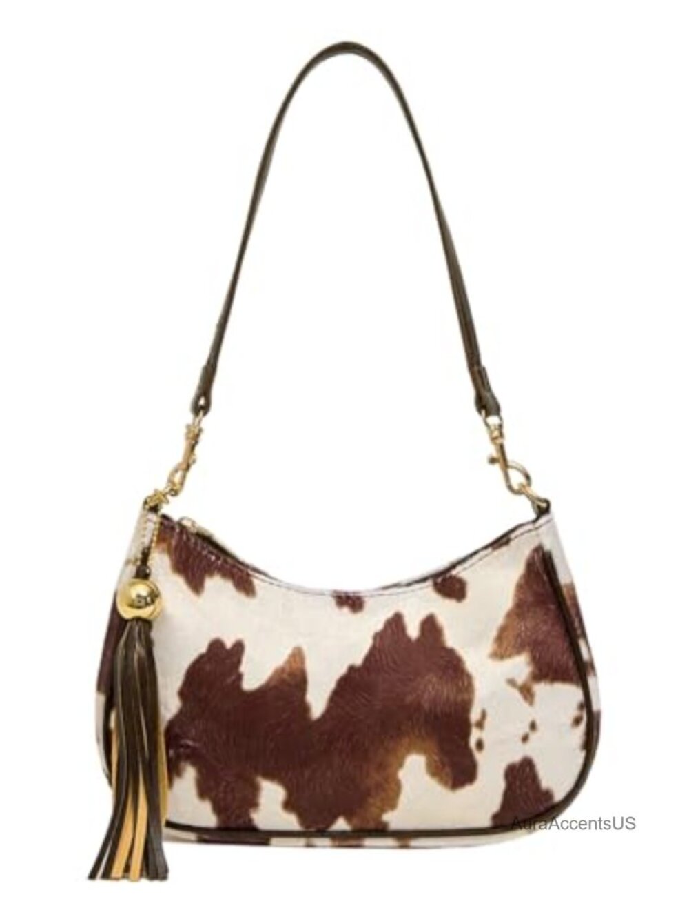 Faux Fur Cow Print Shoulder Bag Retro Y2k Top Handle Handbag